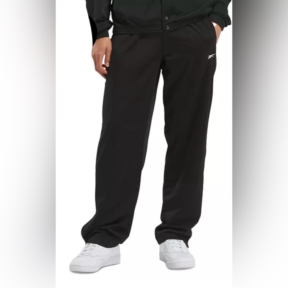 Reebok Men’s Tearaway Athletic Pants Black Size S | Snap Button Track Pants NWT